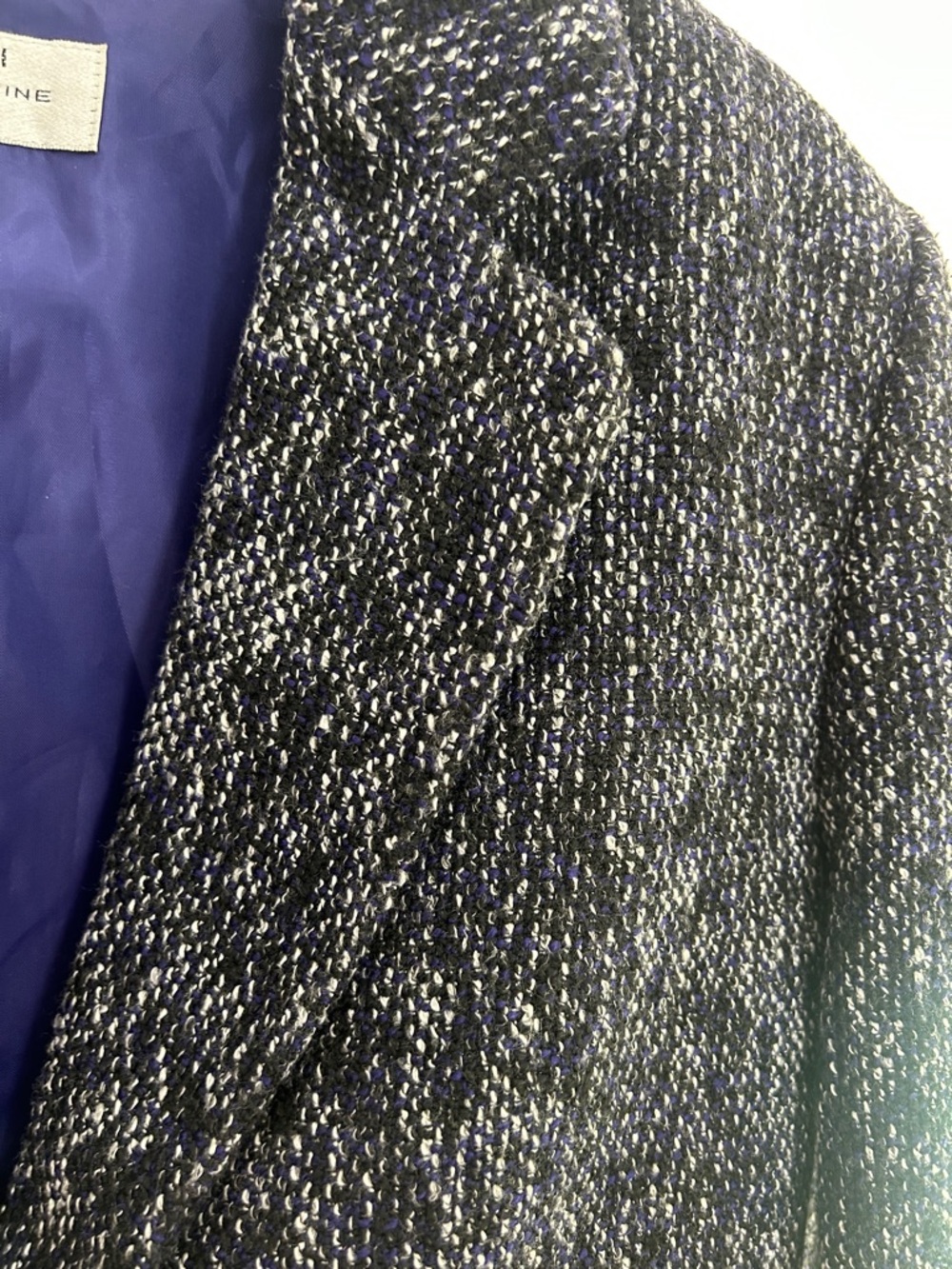 Tahari Navy and White Tweed Single-Button Blazer - Picture 5 of 7